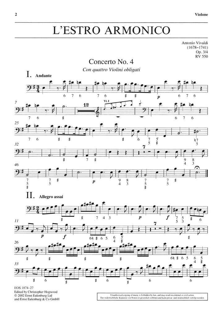 L'Estro Armonico op. 3/4 RV 550
